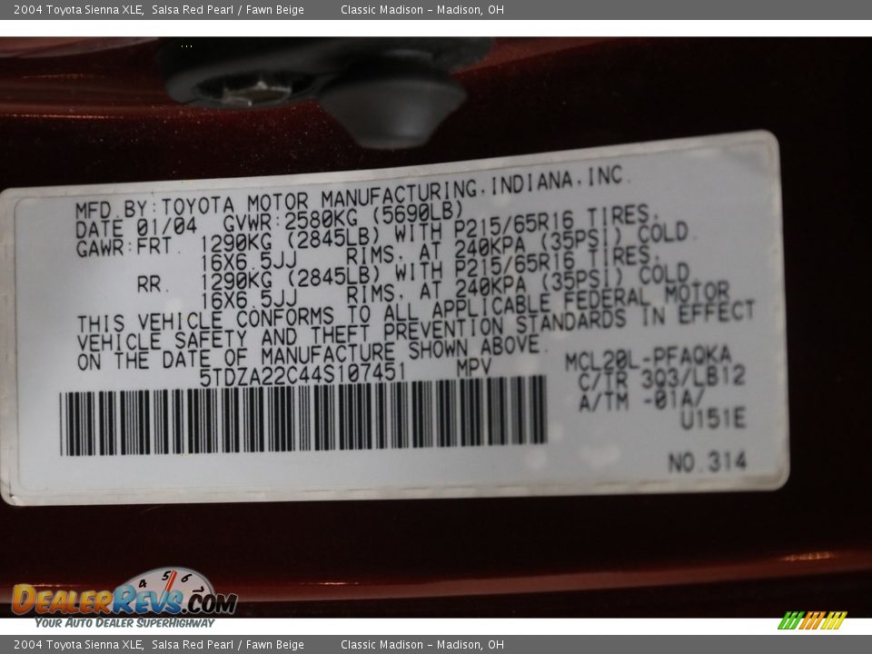 2004 Toyota Sienna XLE Salsa Red Pearl / Fawn Beige Photo #20