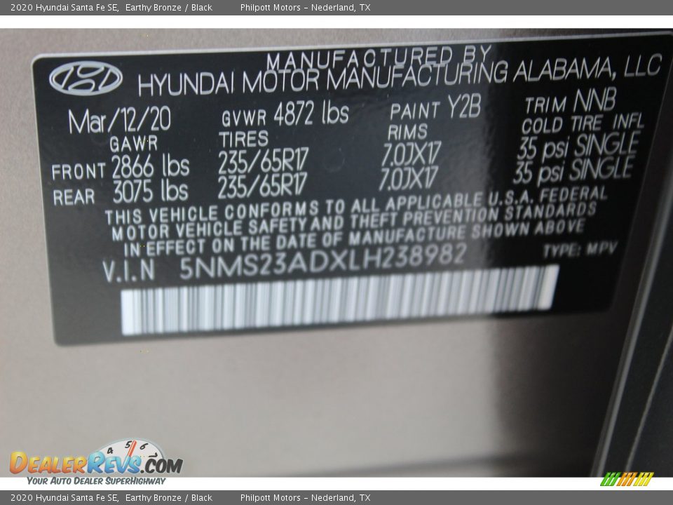 2020 Hyundai Santa Fe SE Earthy Bronze / Black Photo #23