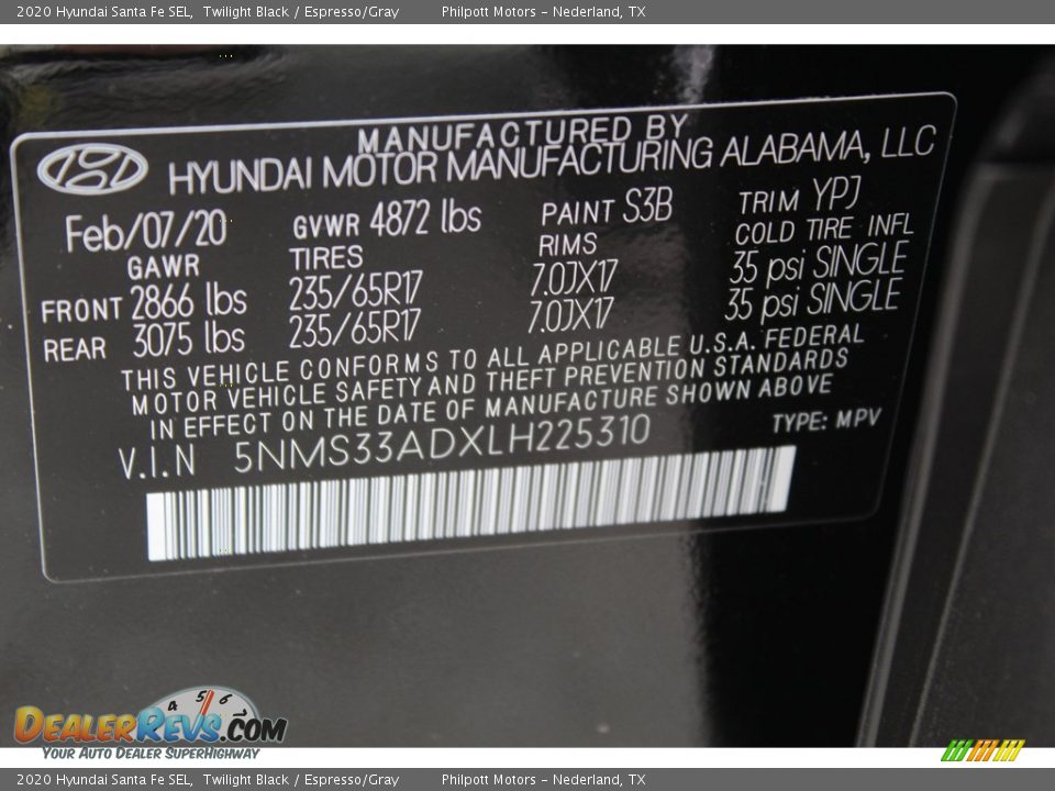 2020 Hyundai Santa Fe SEL Twilight Black / Espresso/Gray Photo #24