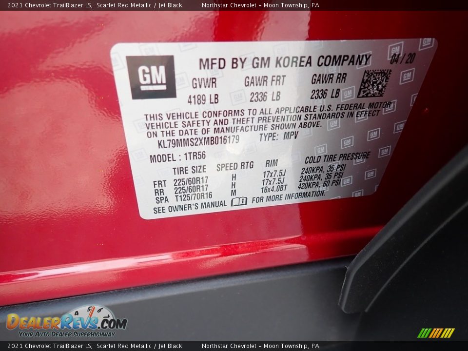 2021 Chevrolet TrailBlazer LS Scarlet Red Metallic / Jet Black Photo #14