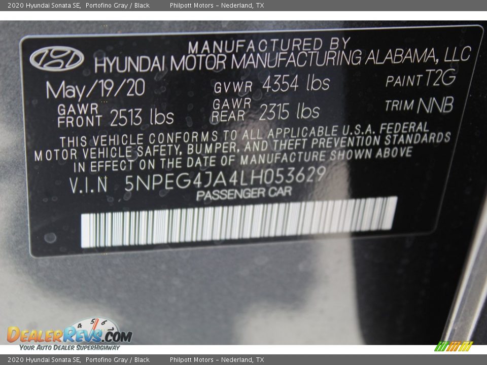 2020 Hyundai Sonata SE Portofino Gray / Black Photo #24