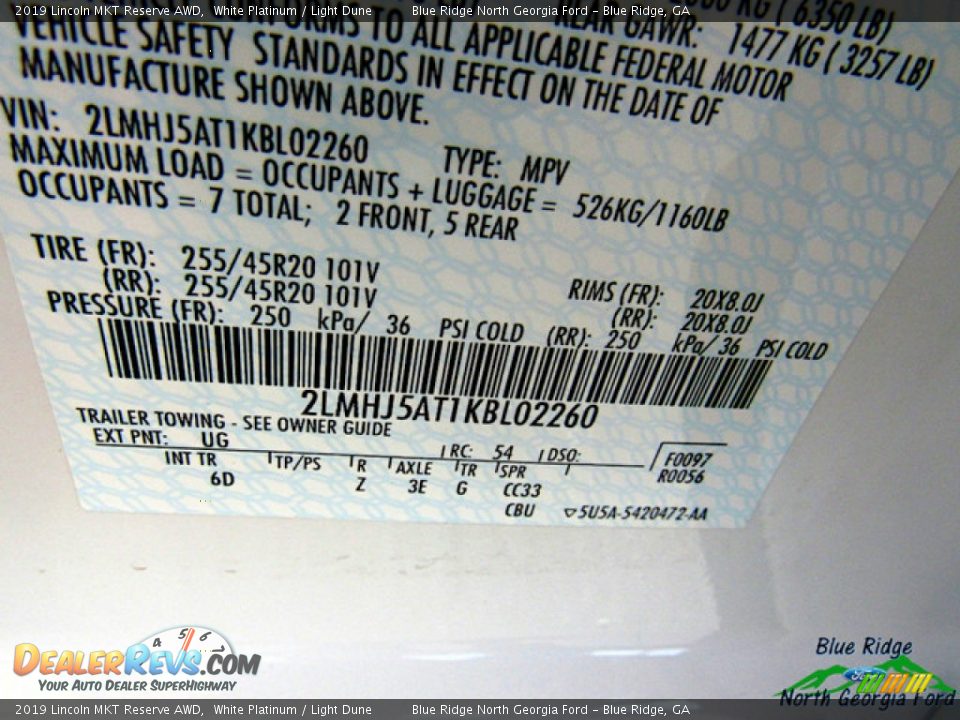 2019 Lincoln MKT Reserve AWD White Platinum / Light Dune Photo #30