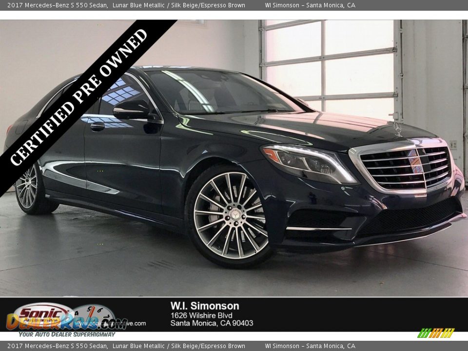2017 Mercedes-Benz S 550 Sedan Lunar Blue Metallic / Silk Beige/Espresso Brown Photo #1
