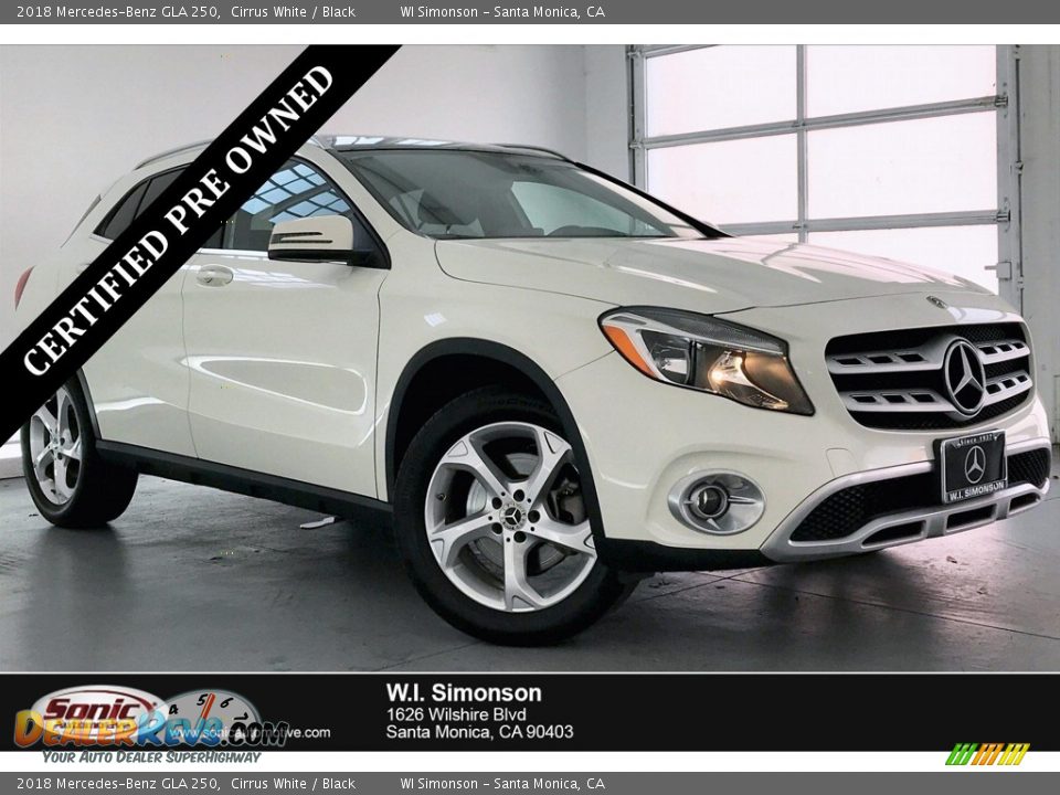 2018 Mercedes-Benz GLA 250 Cirrus White / Black Photo #1