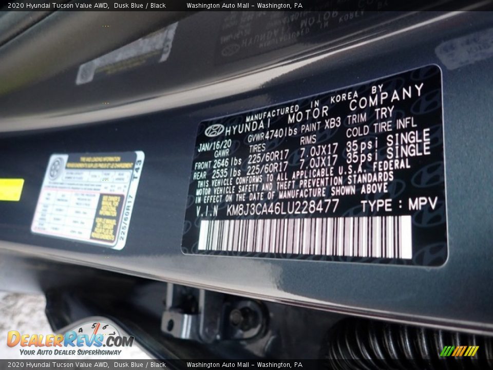 2020 Hyundai Tucson Value AWD Dusk Blue / Black Photo #12