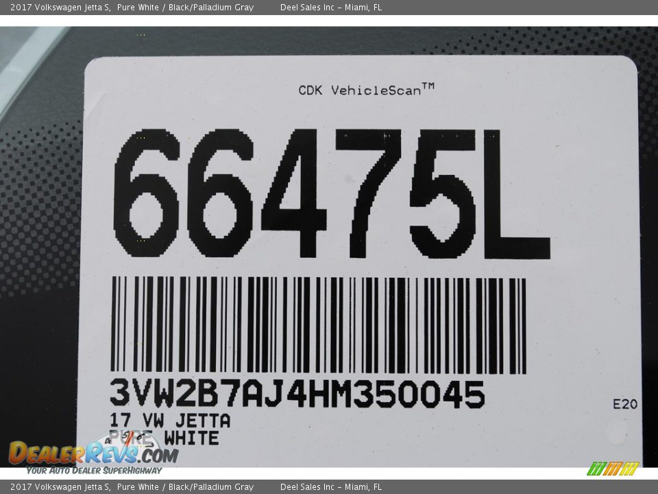 2017 Volkswagen Jetta S Pure White / Black/Palladium Gray Photo #20