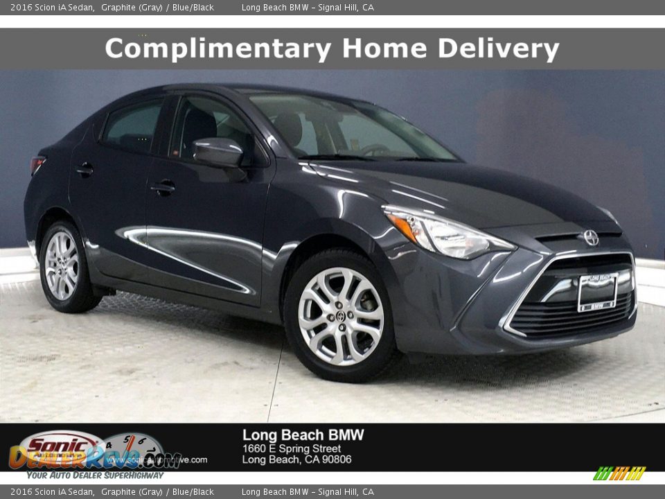 2016 Scion iA Sedan Graphite (Gray) / Blue/Black Photo #1