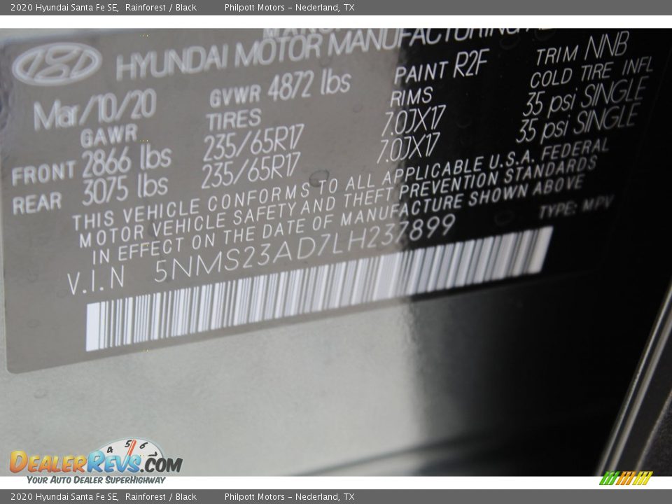 2020 Hyundai Santa Fe SE Rainforest / Black Photo #24