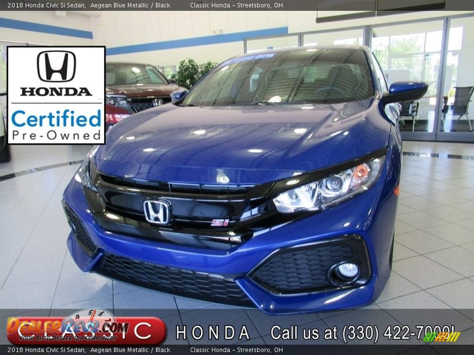 2018 Honda Civic Si Sedan Aegean Blue Metallic / Black Photo #1