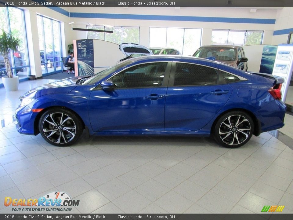 2018 Honda Civic Si Sedan Aegean Blue Metallic / Black Photo #2