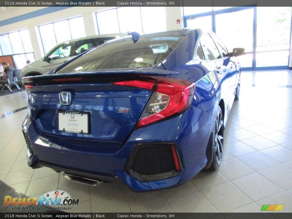 2018 Honda Civic Si Sedan Aegean Blue Metallic / Black Photo #4