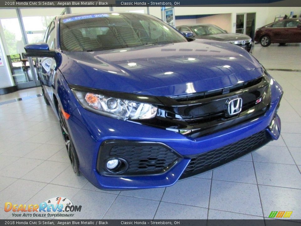 2018 Honda Civic Si Sedan Aegean Blue Metallic / Black Photo #6