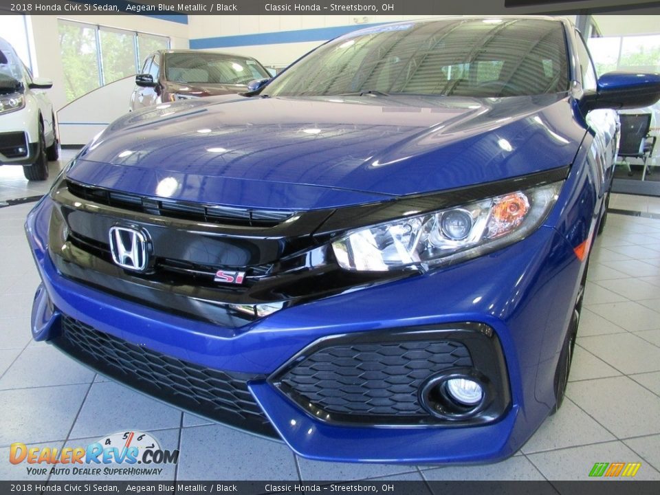 2018 Honda Civic Si Sedan Aegean Blue Metallic / Black Photo #7