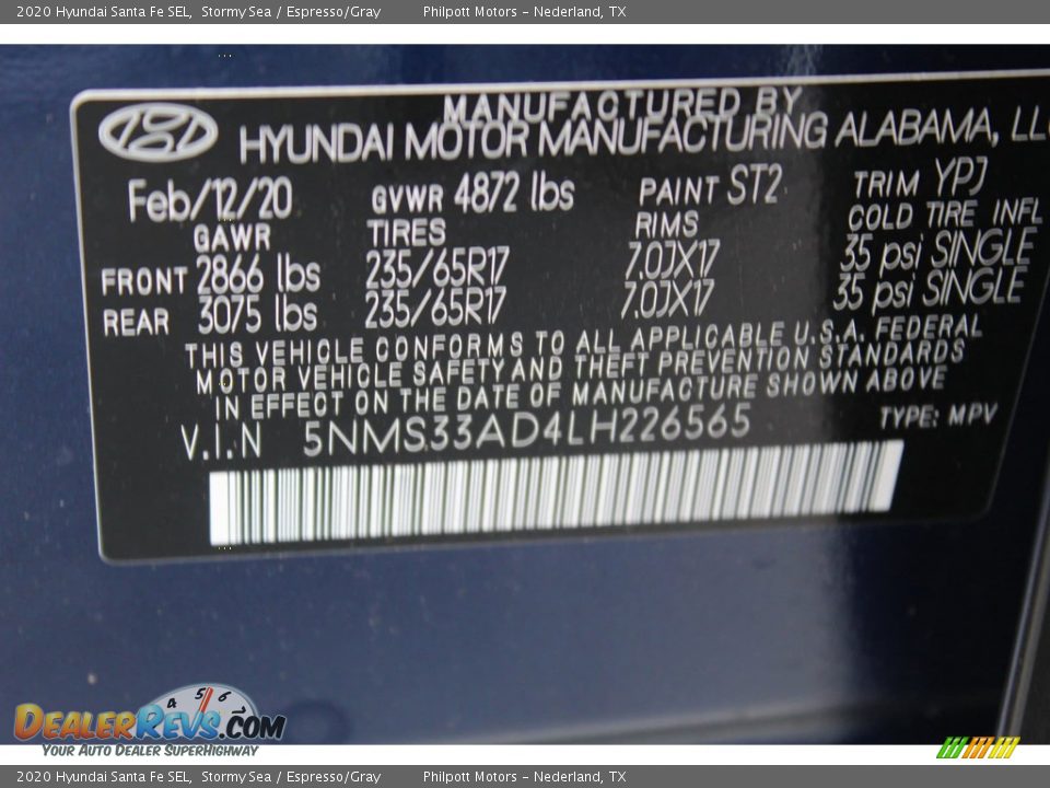 2020 Hyundai Santa Fe SEL Stormy Sea / Espresso/Gray Photo #25