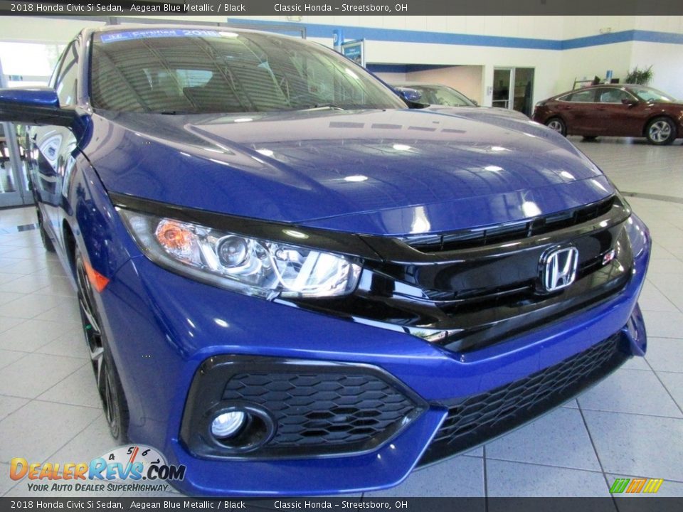 2018 Honda Civic Si Sedan Aegean Blue Metallic / Black Photo #12