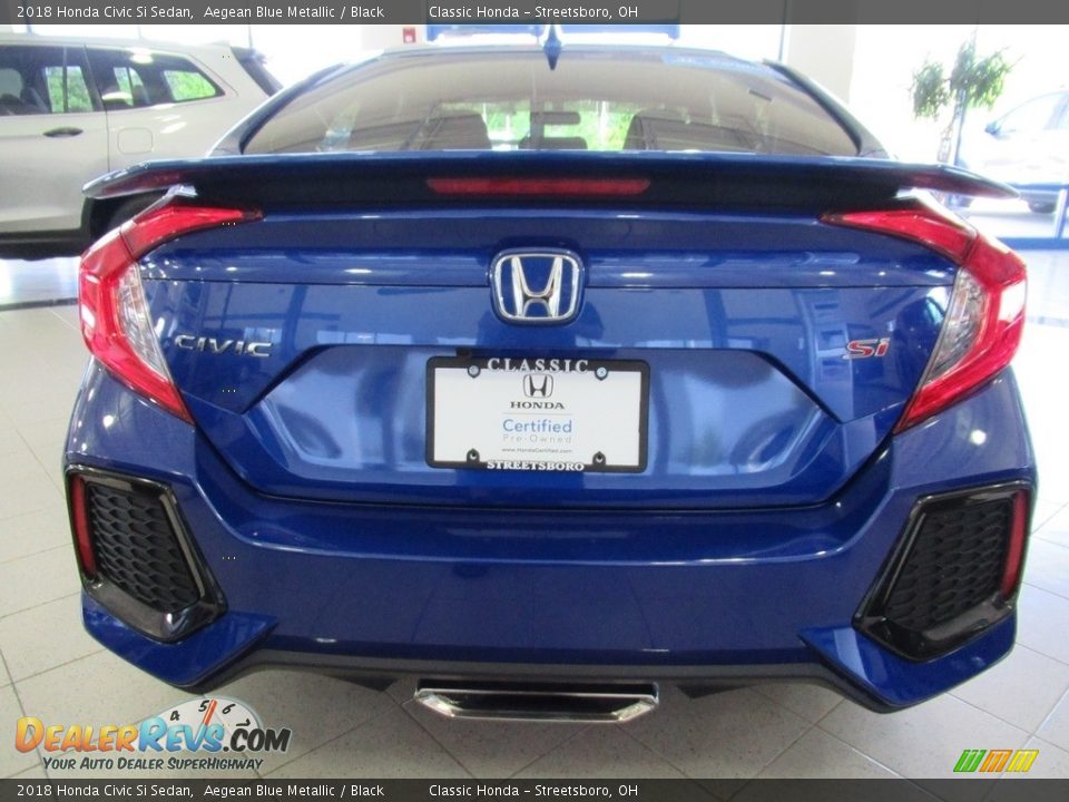 2018 Honda Civic Si Sedan Aegean Blue Metallic / Black Photo #14