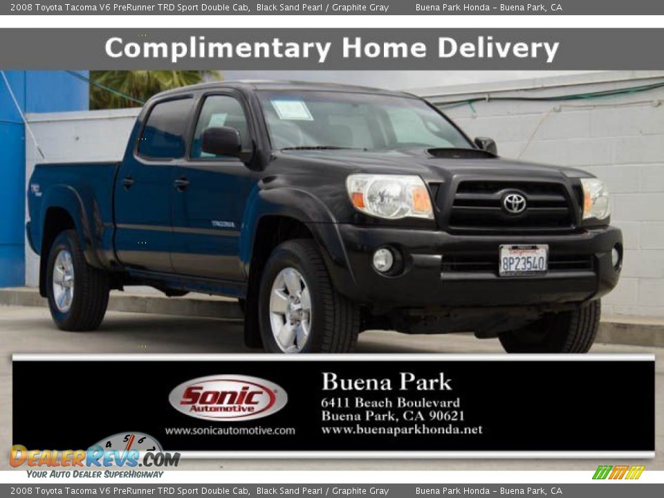 2008 Toyota Tacoma V6 PreRunner TRD Sport Double Cab Black Sand Pearl / Graphite Gray Photo #1