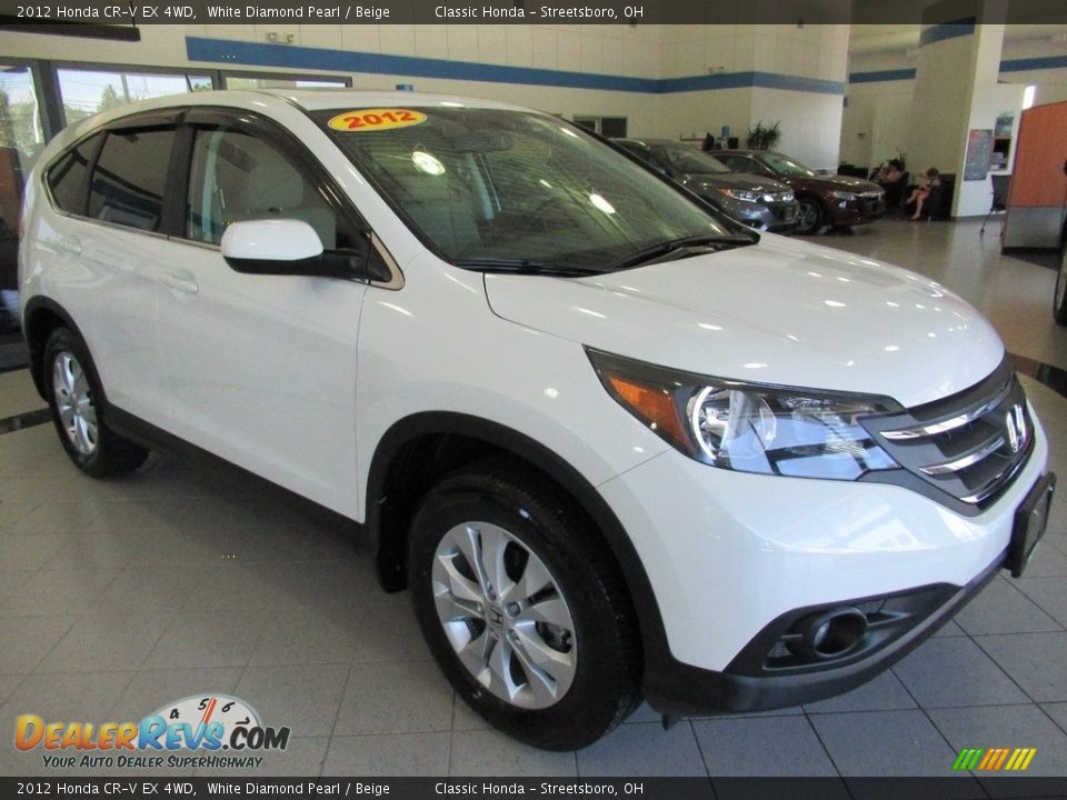 2012 Honda CR-V EX 4WD White Diamond Pearl / Beige Photo #3