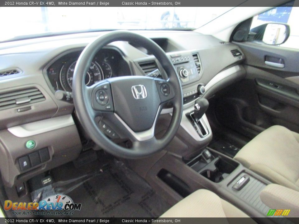 2012 Honda CR-V EX 4WD White Diamond Pearl / Beige Photo #28
