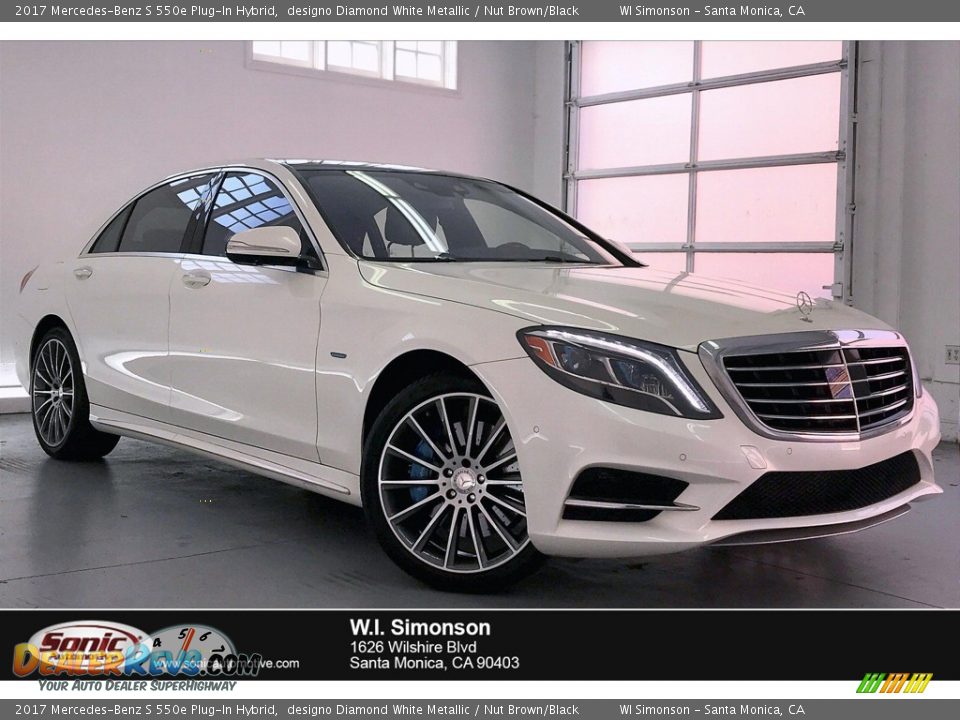 2017 Mercedes-Benz S 550e Plug-In Hybrid designo Diamond White Metallic / Nut Brown/Black Photo #1