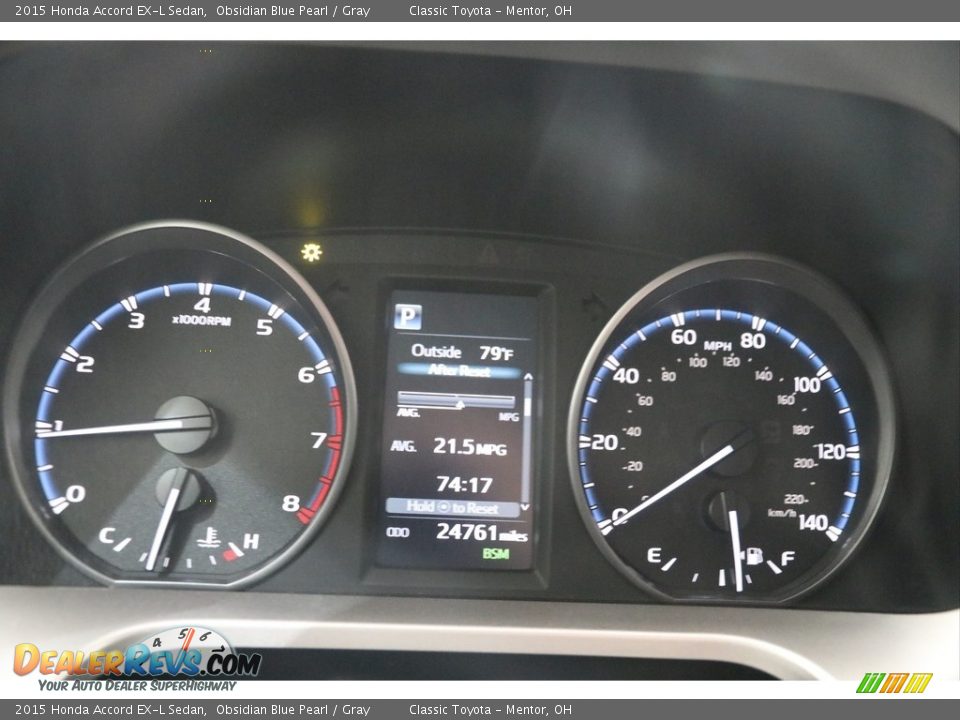 2015 Honda Accord EX-L Sedan Obsidian Blue Pearl / Gray Photo #9