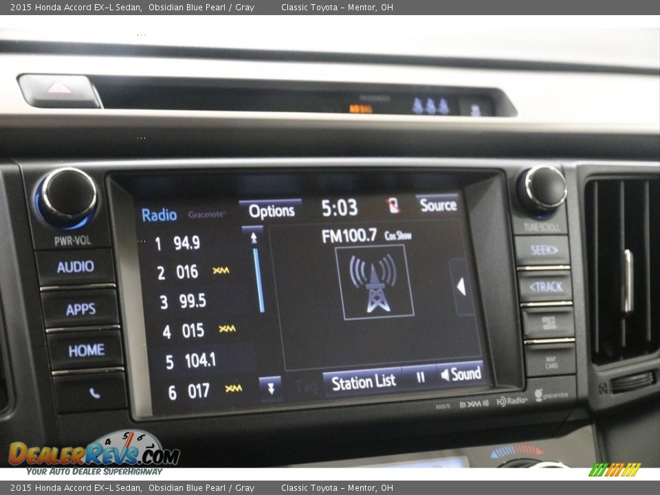 2015 Honda Accord EX-L Sedan Obsidian Blue Pearl / Gray Photo #11