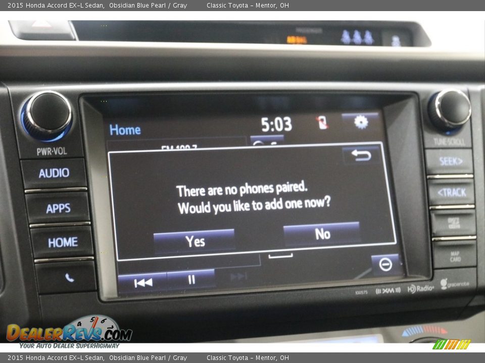 2015 Honda Accord EX-L Sedan Obsidian Blue Pearl / Gray Photo #13