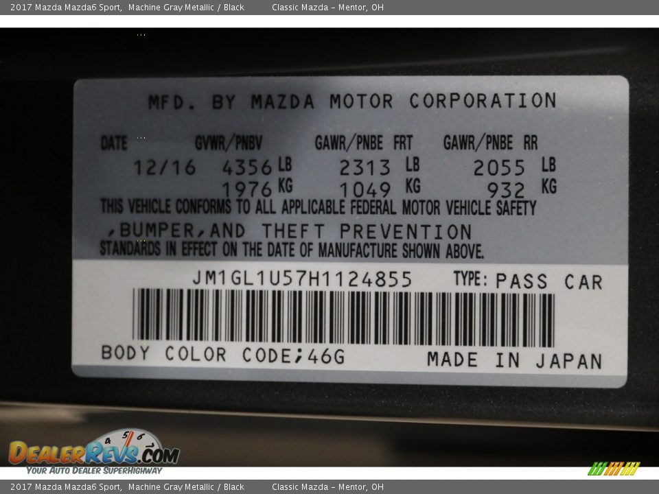 2017 Mazda Mazda6 Sport Machine Gray Metallic / Black Photo #19