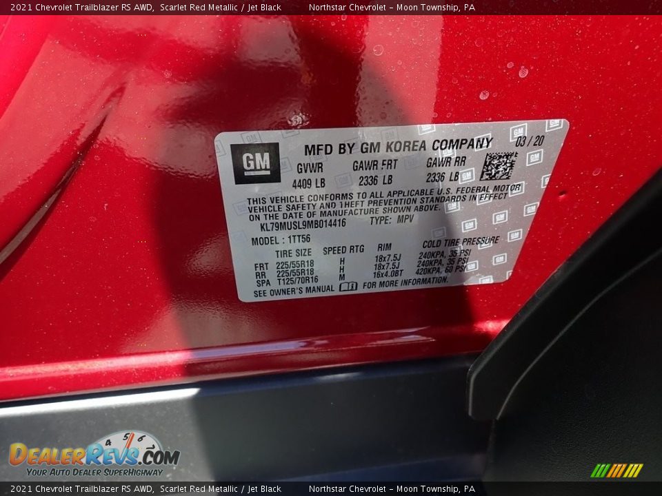 2021 Chevrolet Trailblazer RS AWD Scarlet Red Metallic / Jet Black Photo #15