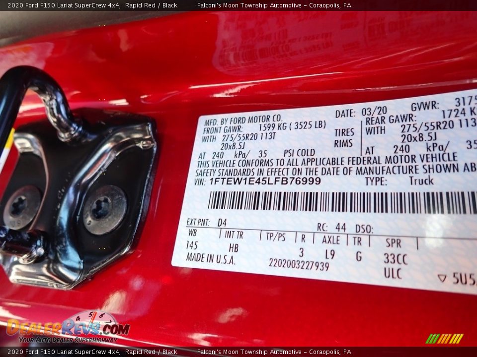 2020 Ford F150 Lariat SuperCrew 4x4 Rapid Red / Black Photo #12