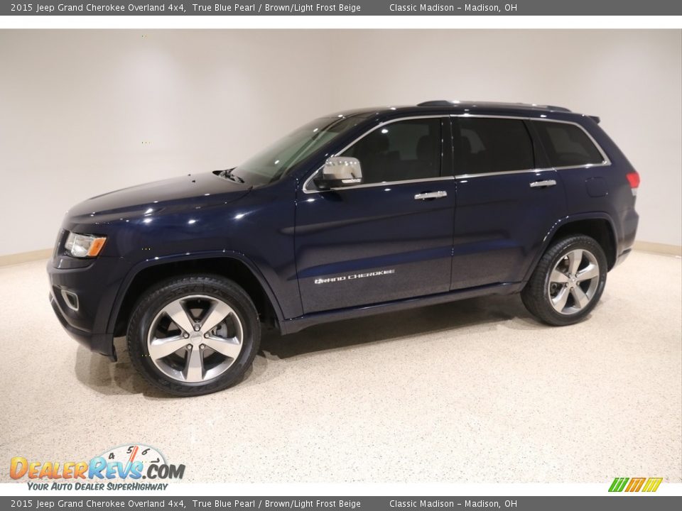 2015 Jeep Grand Cherokee Overland 4x4 True Blue Pearl / Brown/Light Frost Beige Photo #3