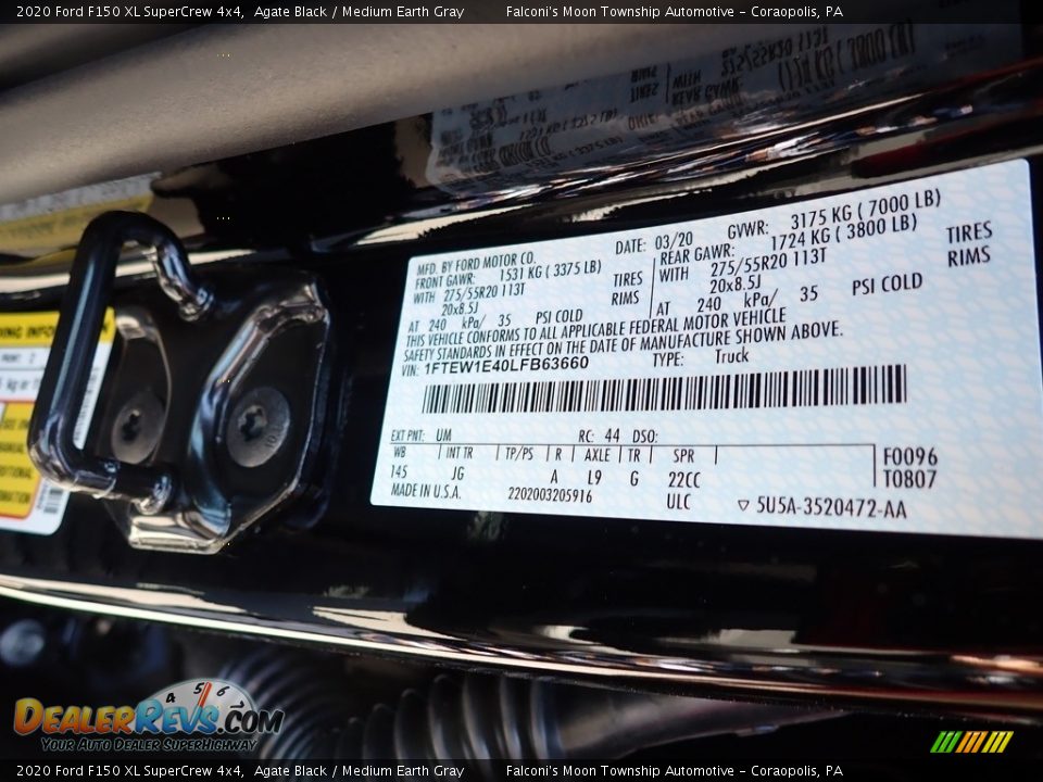 2020 Ford F150 XL SuperCrew 4x4 Agate Black / Medium Earth Gray Photo #12