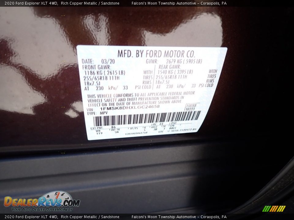 2020 Ford Explorer XLT 4WD Rich Copper Metallic / Sandstone Photo #10