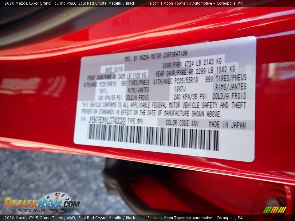2020 Mazda CX-5 Grand Touring AWD Soul Red Crystal Metallic / Black Photo #12