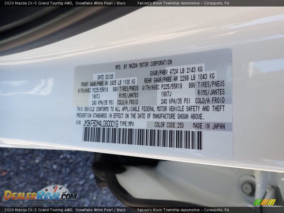 2020 Mazda CX-5 Grand Touring AWD Snowflake White Pearl / Black Photo #12