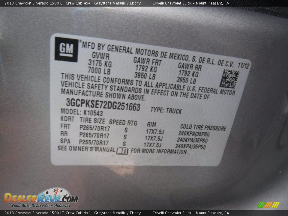 2013 Chevrolet Silverado 1500 LT Crew Cab 4x4 Graystone Metallic / Ebony Photo #34