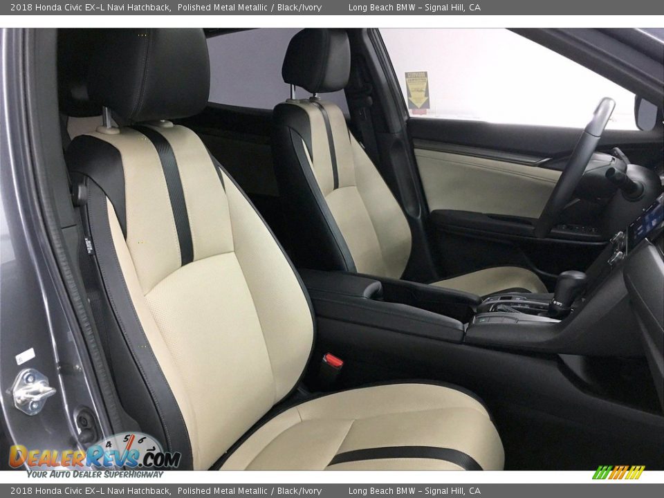 Black/Ivory Interior - 2018 Honda Civic EX-L Navi Hatchback Photo #6