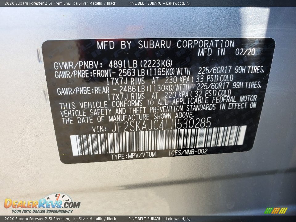 2020 Subaru Forester 2.5i Premium Ice Silver Metallic / Black Photo #14