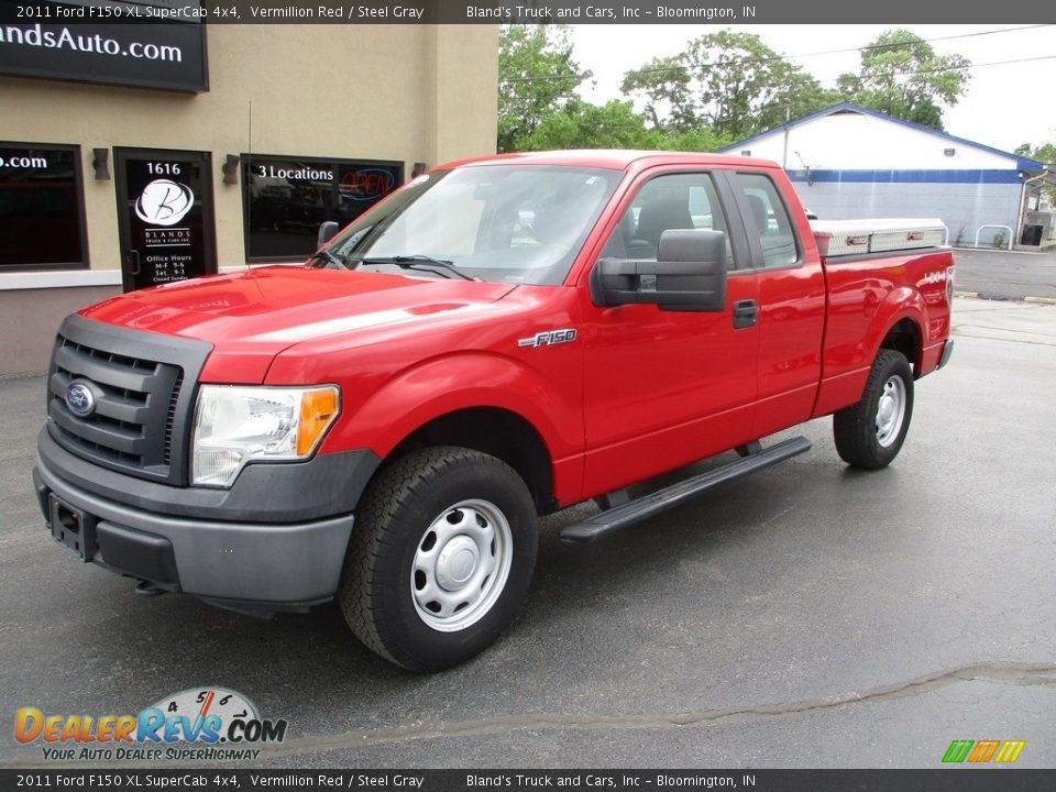 2011 Ford F150 XL SuperCab 4x4 Vermillion Red / Steel Gray Photo #2