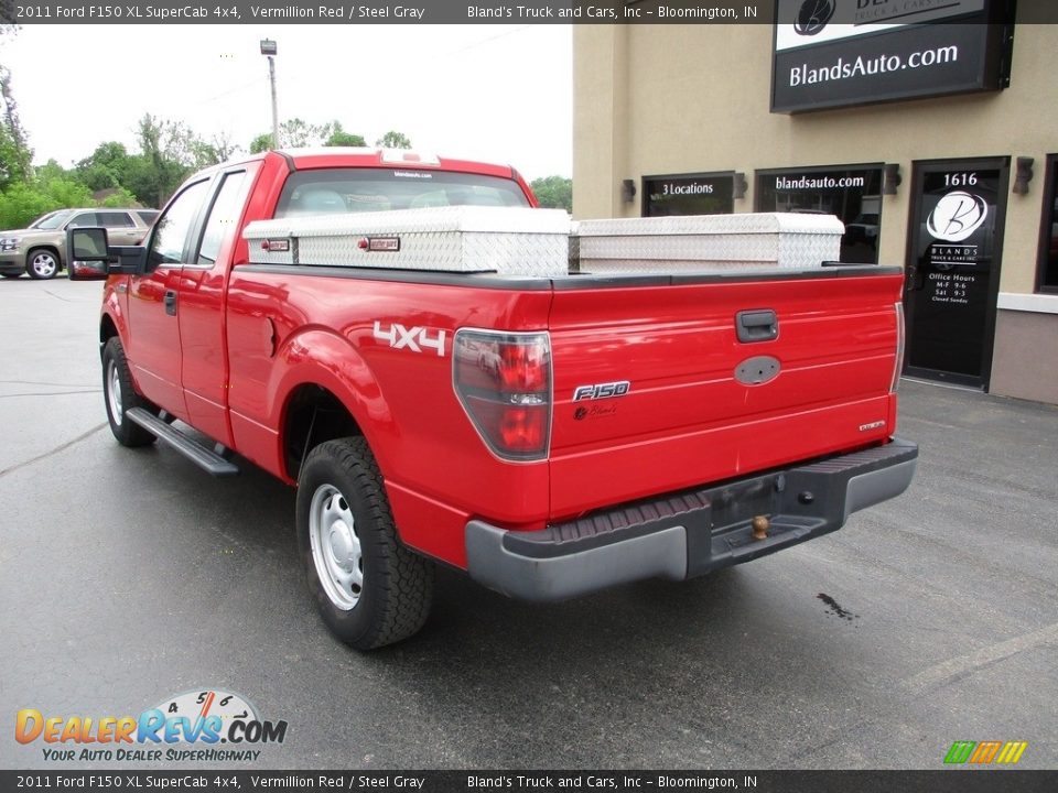 2011 Ford F150 XL SuperCab 4x4 Vermillion Red / Steel Gray Photo #3