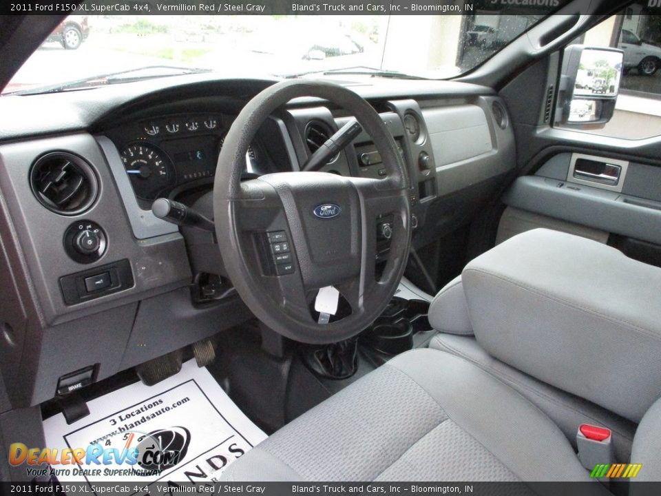 2011 Ford F150 XL SuperCab 4x4 Vermillion Red / Steel Gray Photo #7