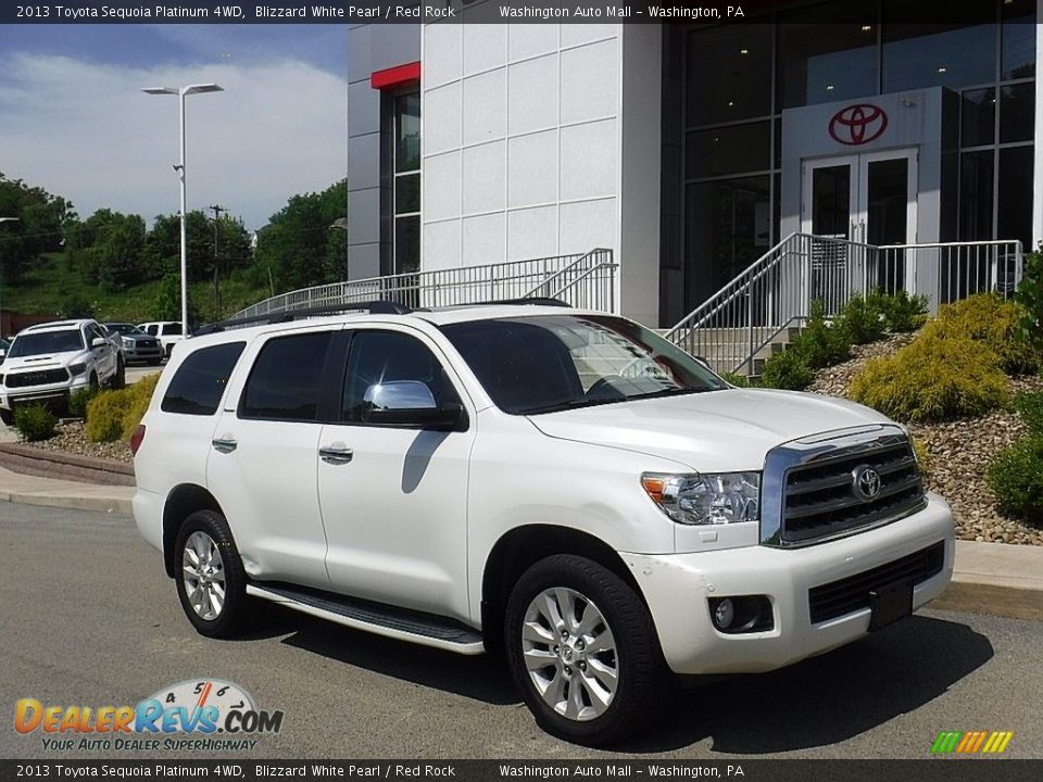 2013 Toyota Sequoia Platinum 4WD Blizzard White Pearl / Red Rock Photo #1