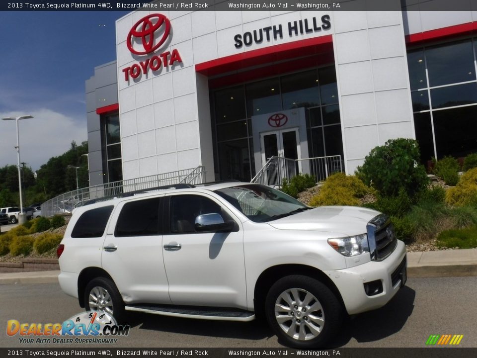 2013 Toyota Sequoia Platinum 4WD Blizzard White Pearl / Red Rock Photo #2