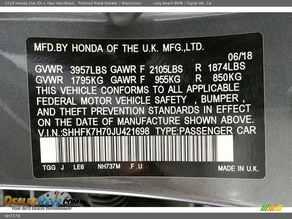 Honda Color Code NH737M Polished Metal Metallic