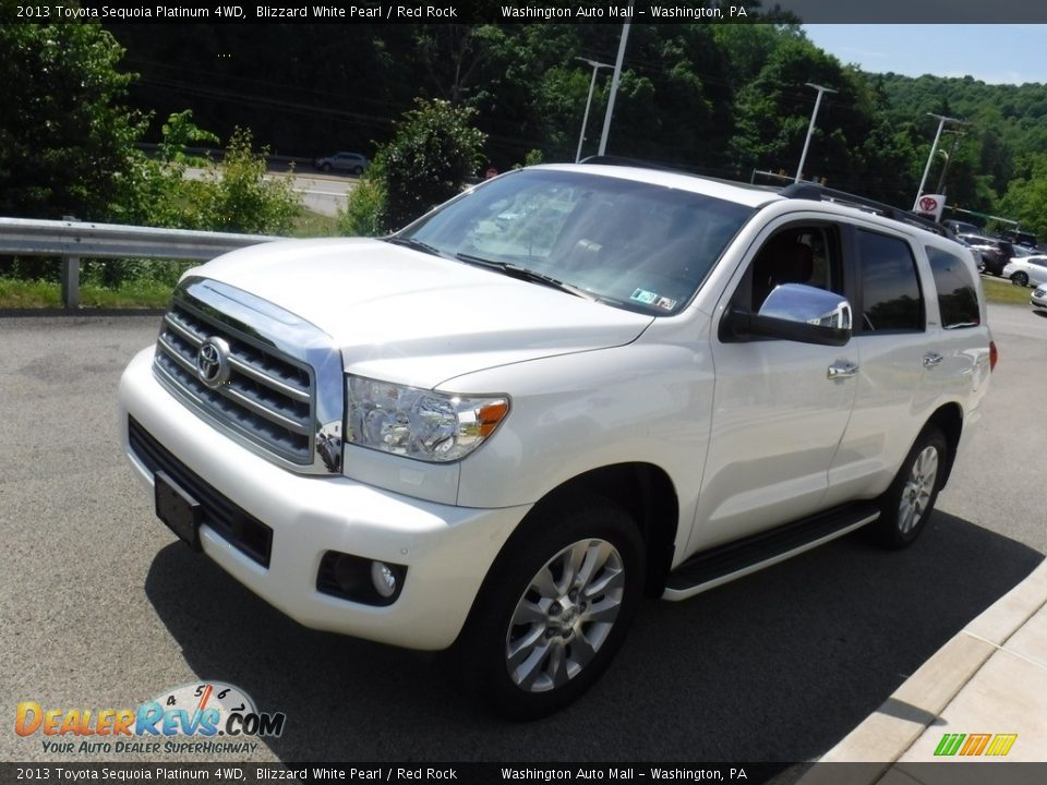 2013 Toyota Sequoia Platinum 4WD Blizzard White Pearl / Red Rock Photo #6
