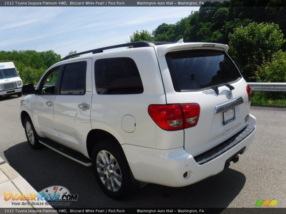 2013 Toyota Sequoia Platinum 4WD Blizzard White Pearl / Red Rock Photo #8