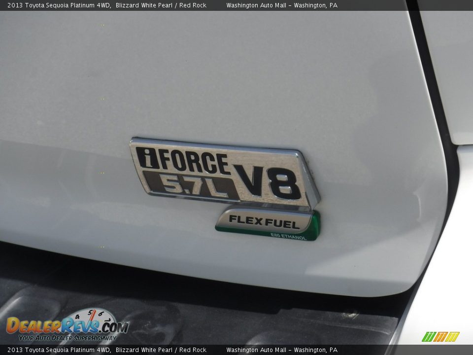 2013 Toyota Sequoia Platinum 4WD Blizzard White Pearl / Red Rock Photo #11