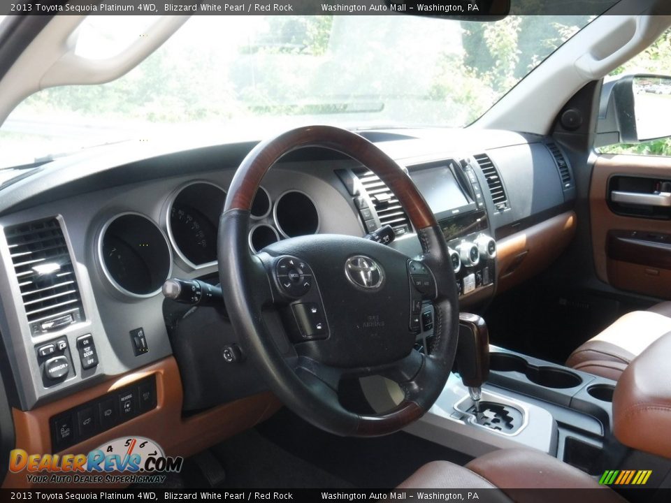 2013 Toyota Sequoia Platinum 4WD Blizzard White Pearl / Red Rock Photo #14