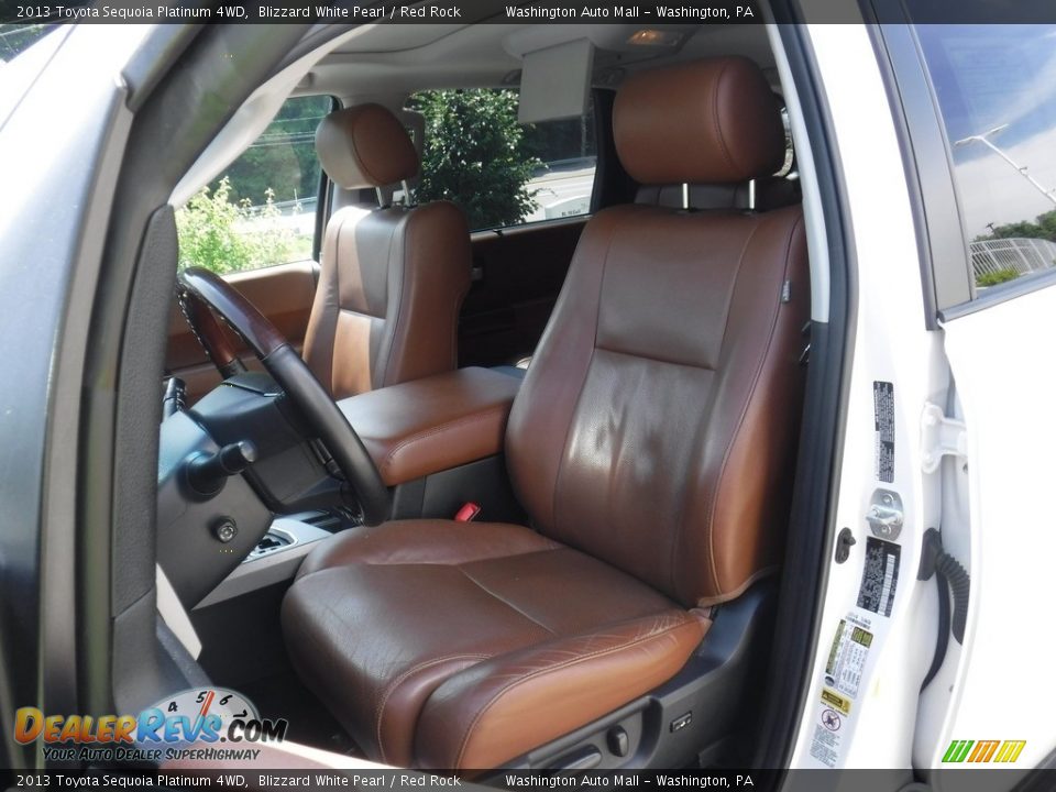 2013 Toyota Sequoia Platinum 4WD Blizzard White Pearl / Red Rock Photo #17