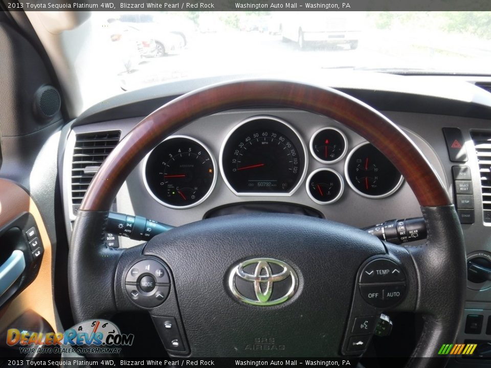2013 Toyota Sequoia Platinum 4WD Blizzard White Pearl / Red Rock Photo #24